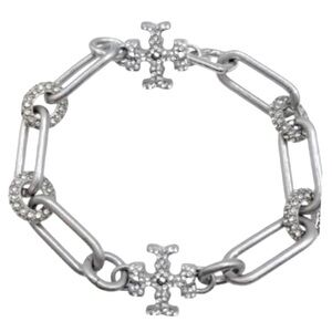 🆕 TORY BURCH • Silver Roxanne Crystal Chain Bracelet